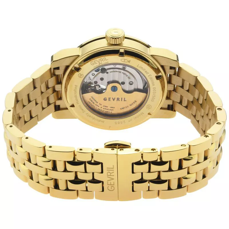 Gevril Mens Madison Automatic Watch IP Gold Sportpursuit