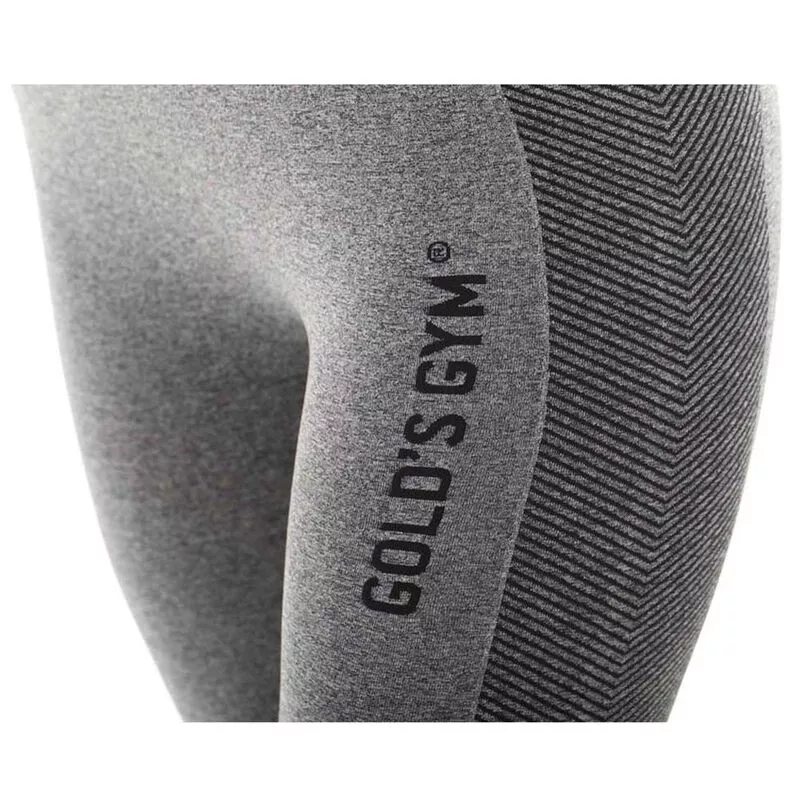 Golds Gym Womens Seamless Tights Grey Marl Black Sportpursuit