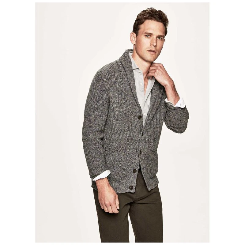 Hackett Mens Rib Shawl Cardigan Navy Camel Sportpursuit