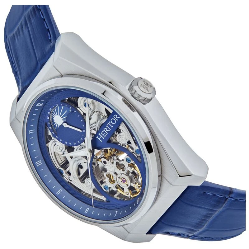 Heritor Mens Automatic Daxton Skeleton Watch Blue Sportpursuit