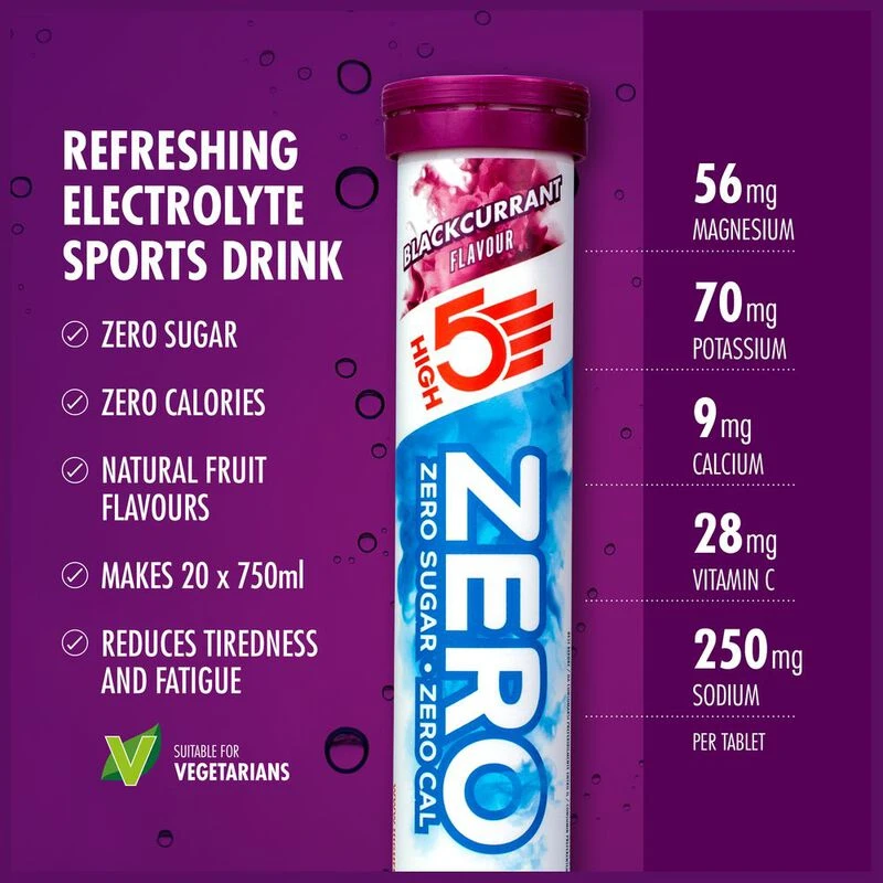 High5 Zero Hydration Tablets (Blackcurrant 8 x 20 Tabs) Sportpurs