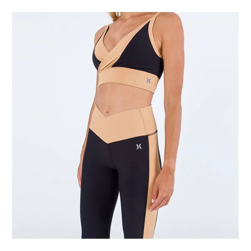 Hurley Womens H20 Dri V Shaped Colorblock Tights Caviar Sportpursu