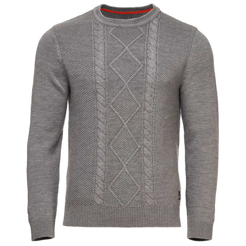 Isobaa Mens Merino Cable Sweater (Charcoal) | Sportpursuit.com