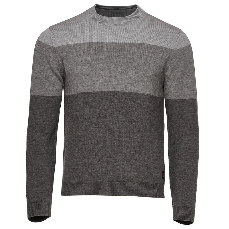 Isobaa Mens Merino Block Stripe Sweater (Smoke/Grey/Charcoal) | Sportp