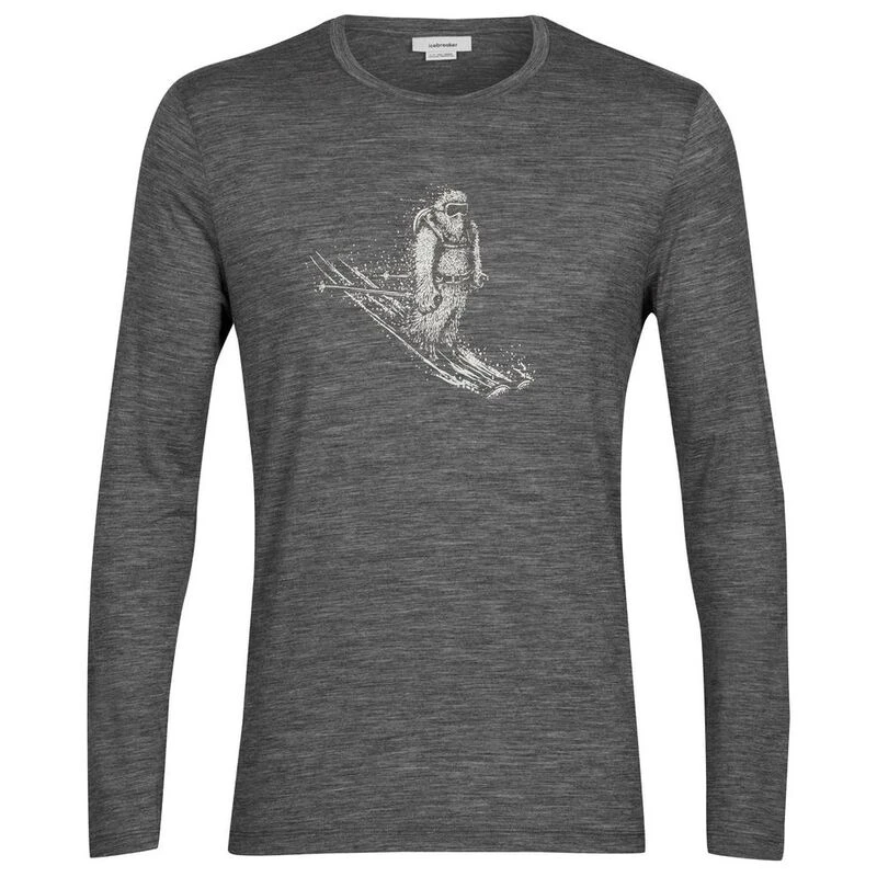 Icebreaker Mens Tech Lite II Skiing Yeti Merino Long Sleeve T-Shirt (G