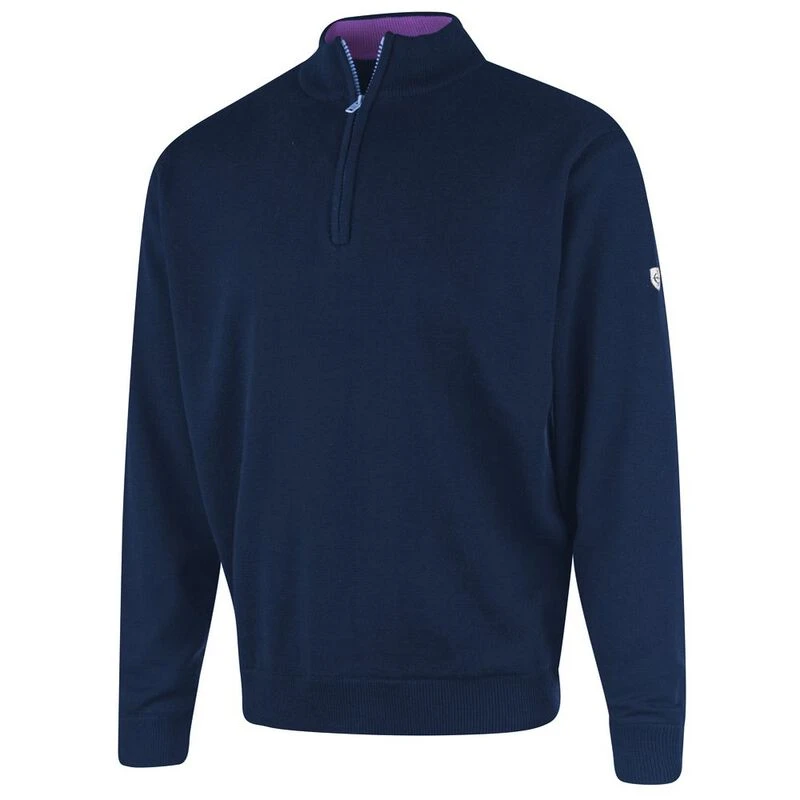 Island Green Mens Lined Knitted Pop Zip Pullover (Navy) | Sportpursuit