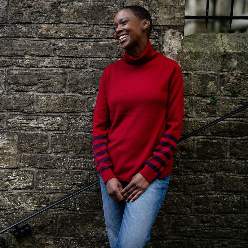 Red polo clearance neck jumper womens