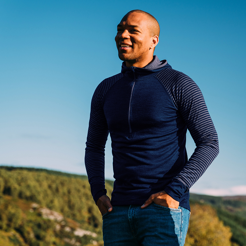 isobaa mens merino 200 zip neck hoodie