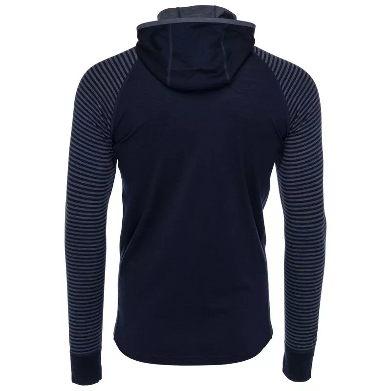 ISOBAA Mens Merino 200 Zip Neck Hoodie Navy Denim Sportpursuit