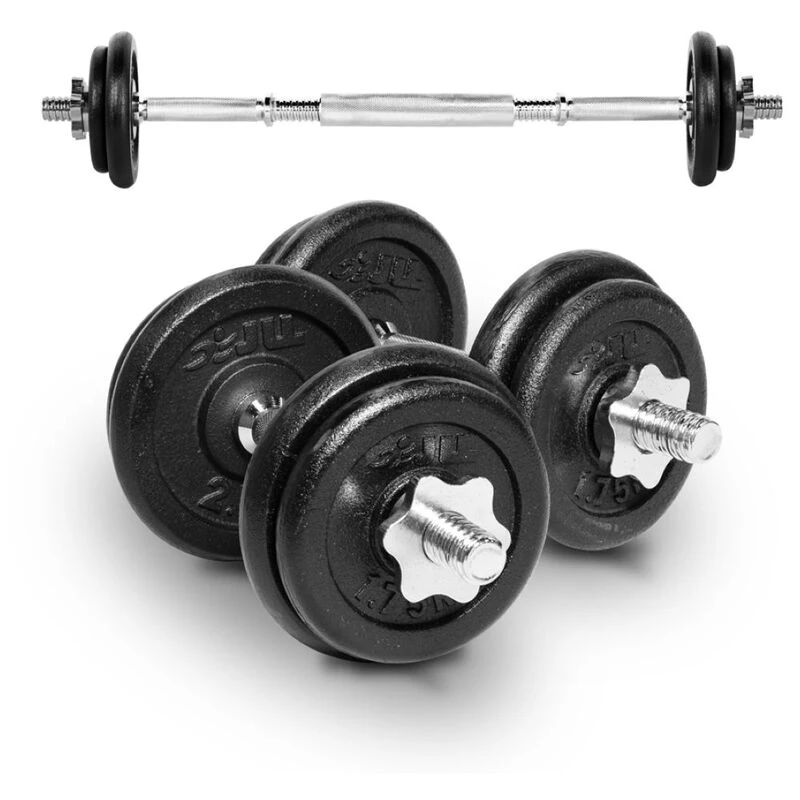 JLLFitness 20kg Cast Iron Weight Set (Black/Silver)