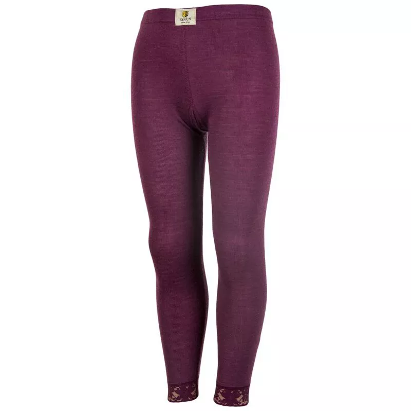 Janus Girls Princess Merino Tights With Laces Plum Sportpursuit