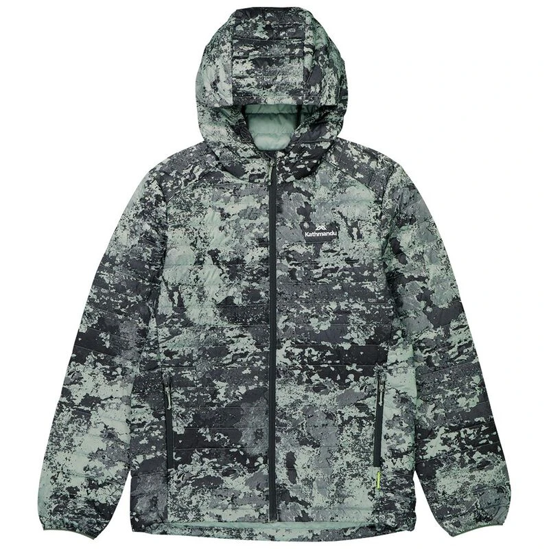 Kathmandu Mens Heli V2 Down Jacket Gum Tree Terrene Print Sportpur