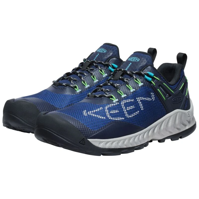 Keen Mens Nxis Evo WP Waterproof Hiking Shoes (Sky Captain/Green Flash