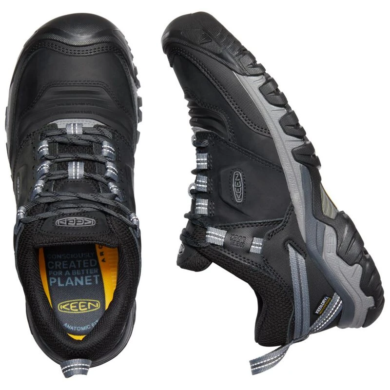 Keen Mens Ridge Flex WP Waterproof Hiking Shoes Black Magnet Sport
