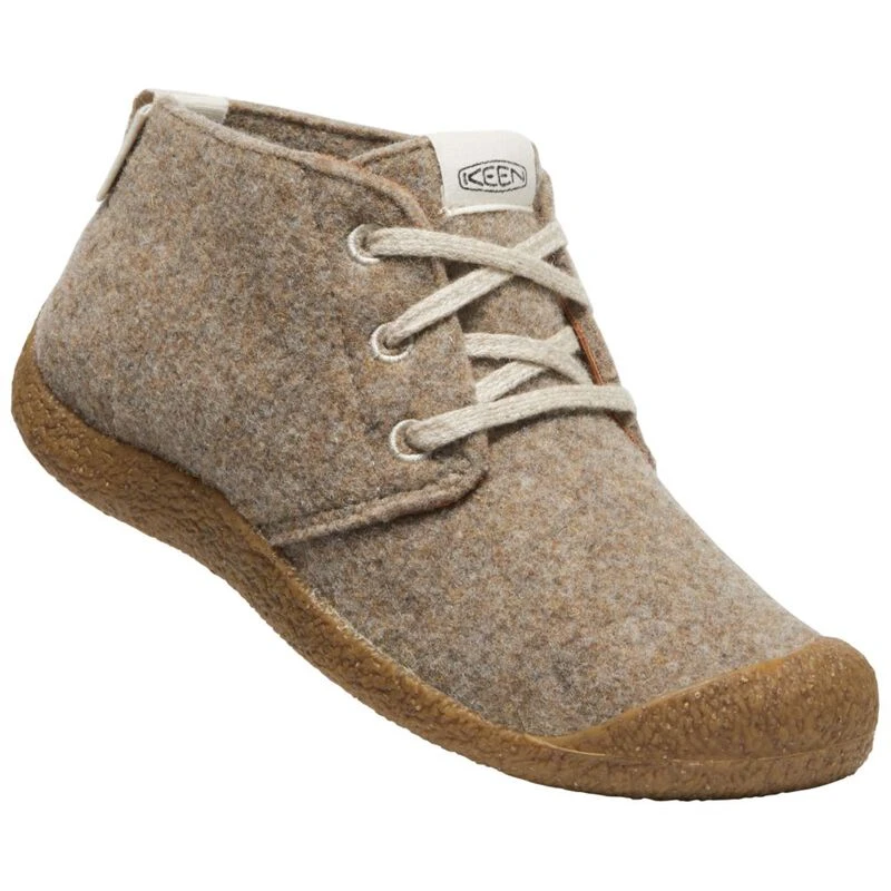 Desert taupe suede and top felt women's lacy booties