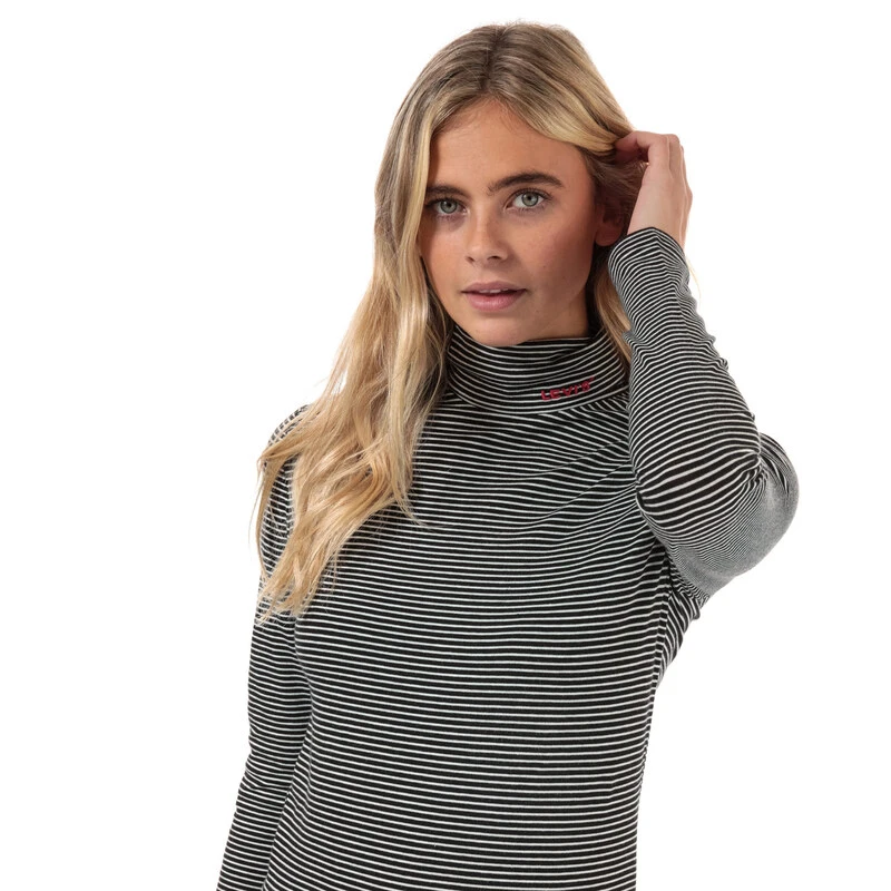 Levi s Womens Stripe Turtleneck Long Sleeve Top Black White Sportp