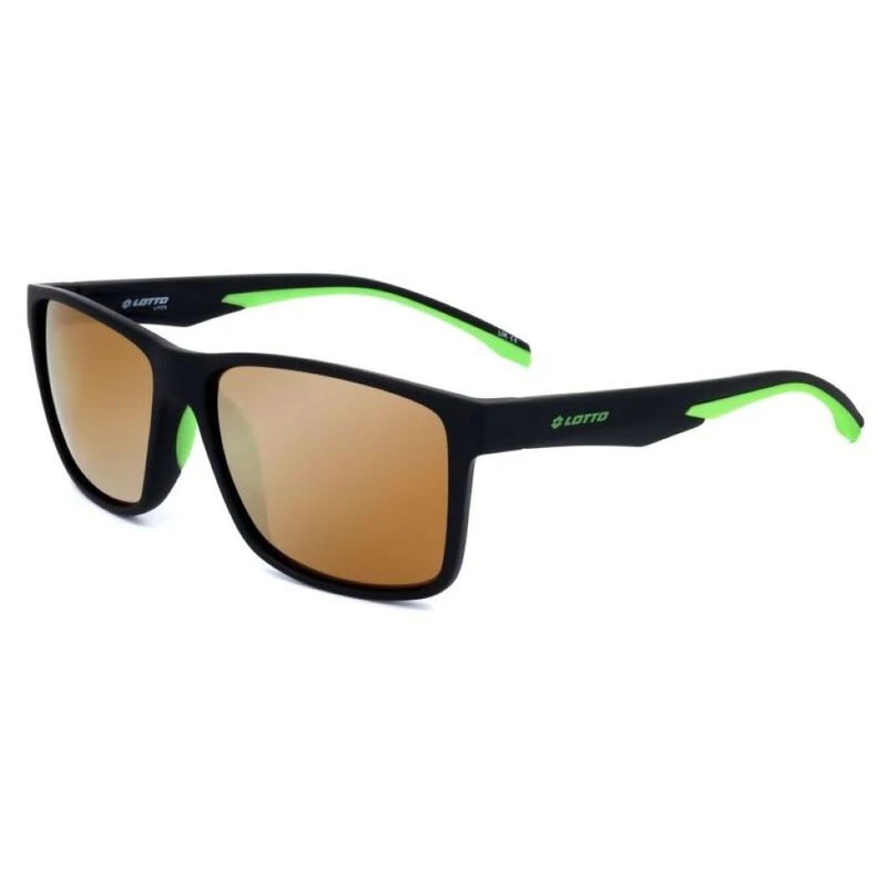 Lotto LS1007 Rectangular Mirror Sunglasses Black Light Green