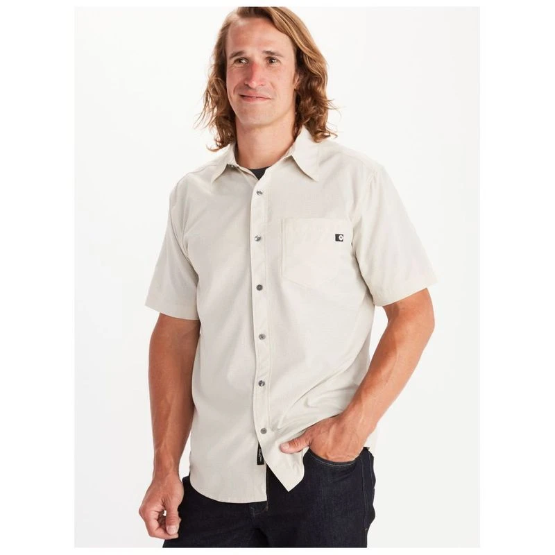 Marmot Mens Aerobora Short Sleeve Shirt Moonbeam Sportpursuit