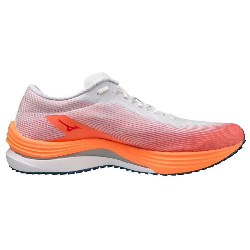Mizuno Mens Wave Rebellion Running Shoes (White/Silver/Light Orange)
