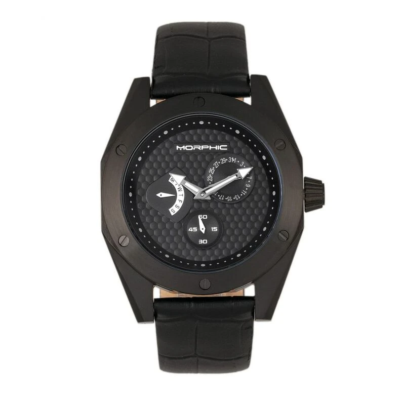 Morphic Mens M46 Series Leather Band Watch Black Sportpursuit