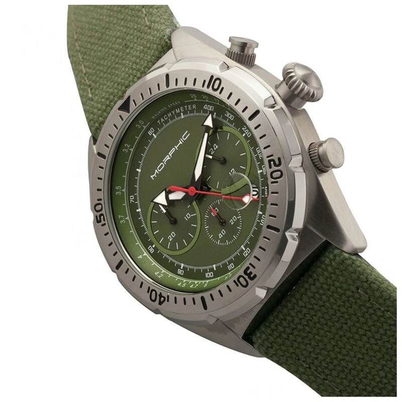 Morphic M53 Series Chronograph Fiber Weaved Heren Casual Horloge Zilv