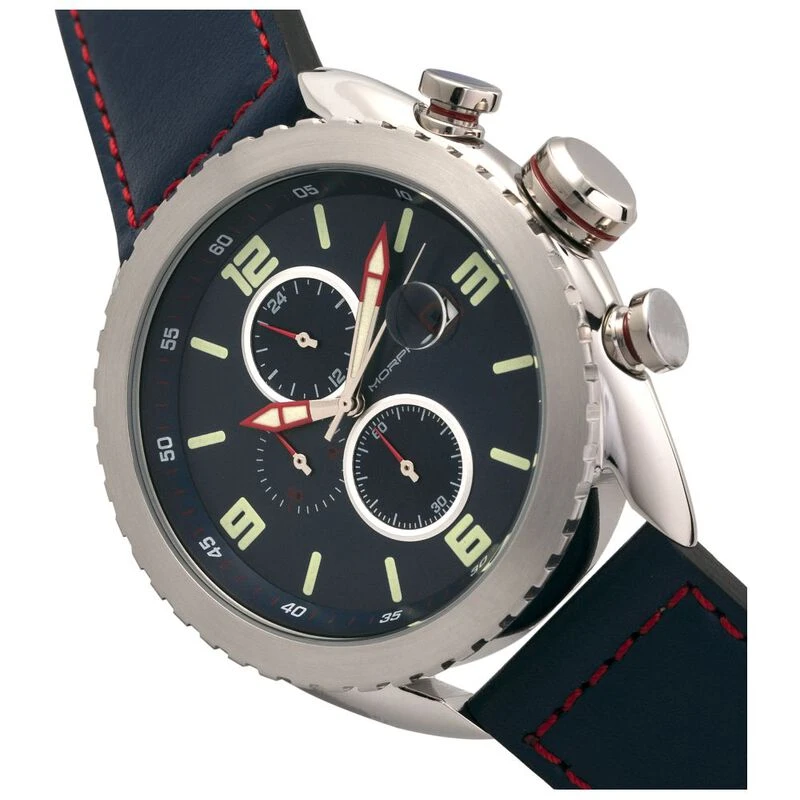 Morphic M64 Series Chronograph Leather Band Heren Casual Horloge Zilv