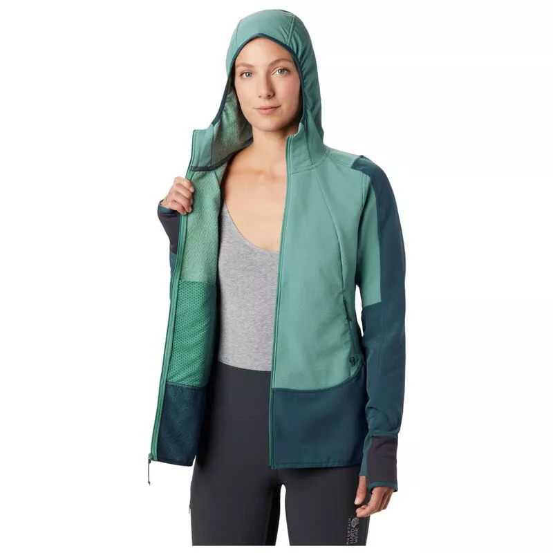Mountain Hardwear Womens Keele Hybrid Hooded Jacket Washed Turq Sp