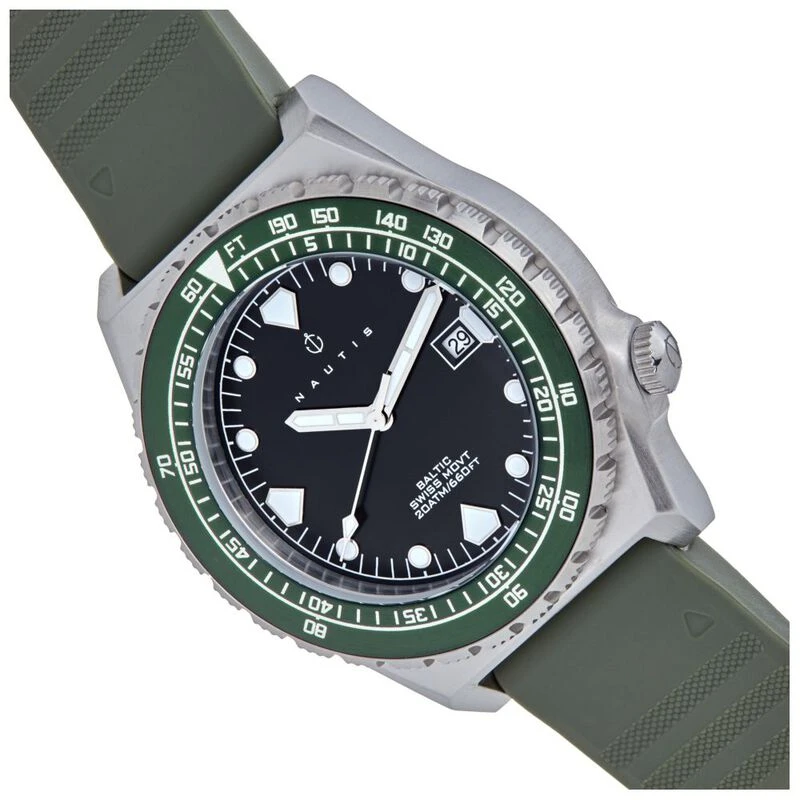 Nautis Mens Baltic Rubber Strap Watch Green Sportpursuit