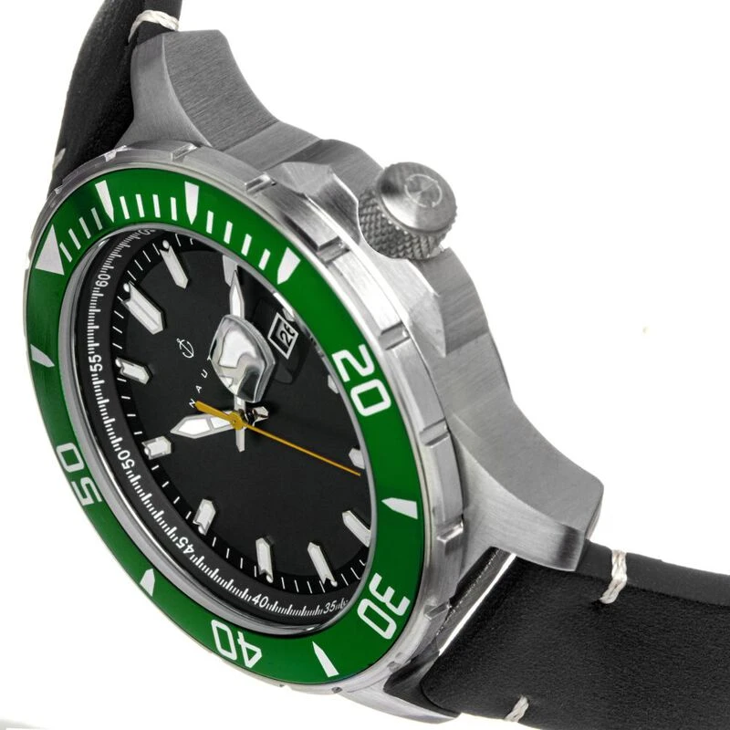 Nautis Orologio Dive Pro 200 Leather Band Uomo Verde Nero privates