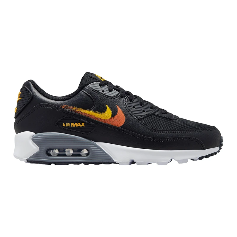 Nike Mens Air Max 90 Casual Shoes Black Safety Orange University Gold