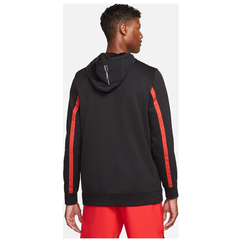 Nike Mens Dri-FIT Dry Long Sleeve Top (Black/Cinnabar) | Sportpursuit.