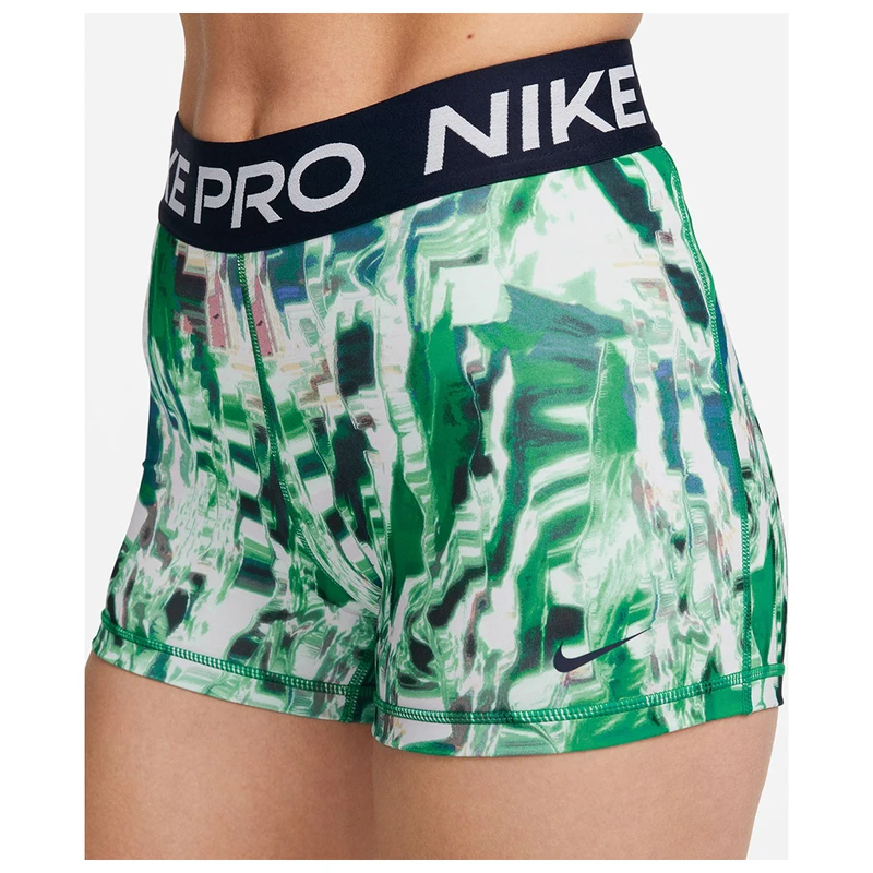 Nike Womens Dri-FIT Mid-Rise Allover Print Shorts (Malachite/Obsidian)