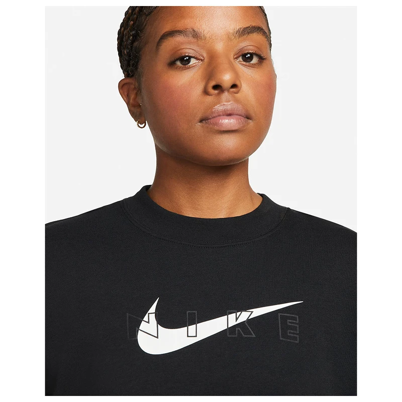 Nike Womens Dri-FIT Get Fit Graphic Long Sleeve Top (Black/White) | Sp