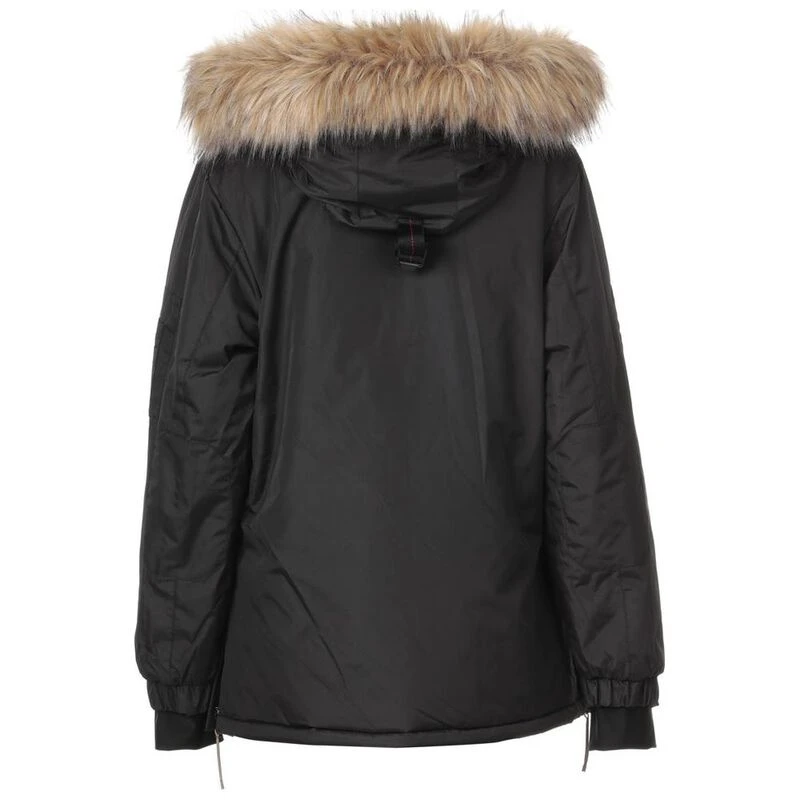 North 2 Valley Womens Rover Faux Fur Pullover Jacket Black Sportpu
