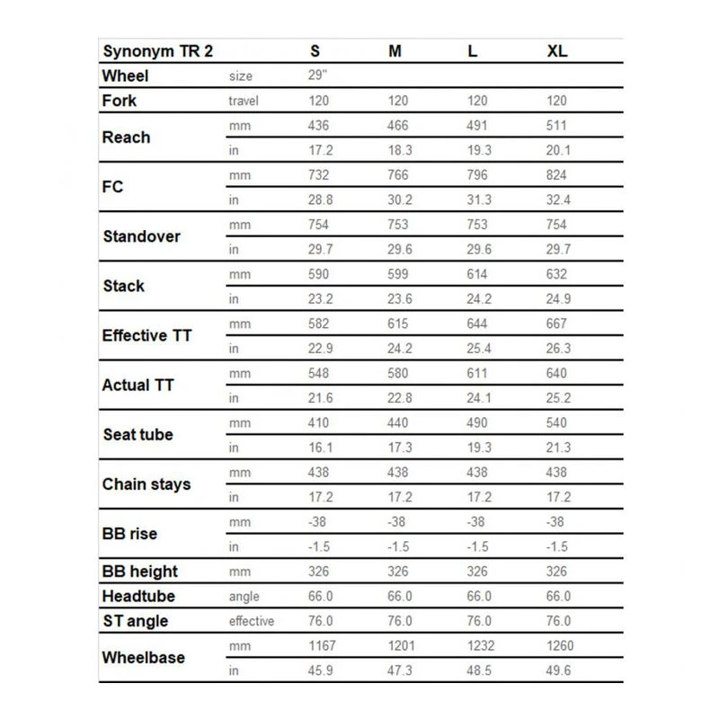 Ns bikes size chart outlet