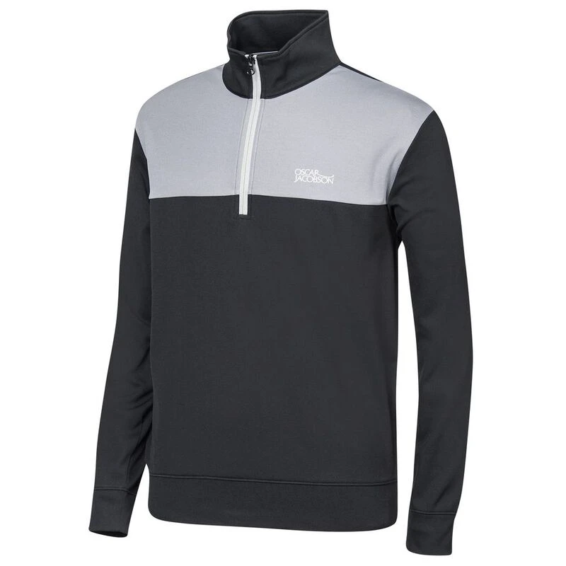 Oscar Jacobson Mens Pock Tour 1 2 Zip Pullover Black Grey Sportpur