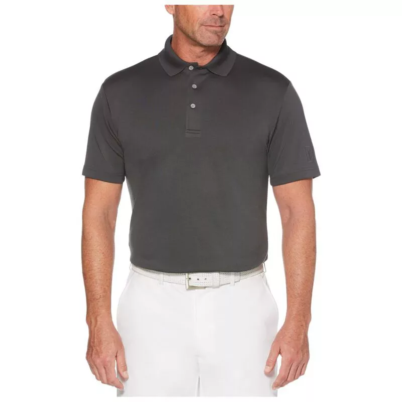 PGA TOUR Mens Airflux Solid Polo Shirt Medium Asphalt Grey 