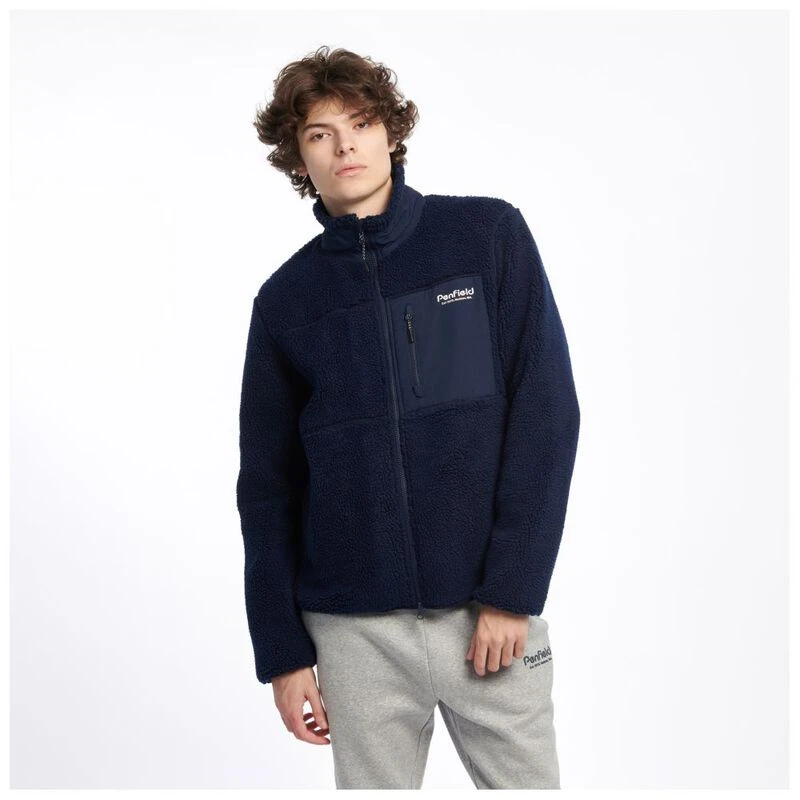 Penfield Mens P Bear Outdoor Borg Jacket Navy Blazer Sportpursuit