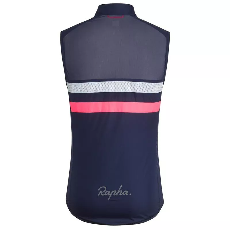 Rapha Mens Archive Brevet Gilet Dark Navy Hi Vis Pink Sportpursuit