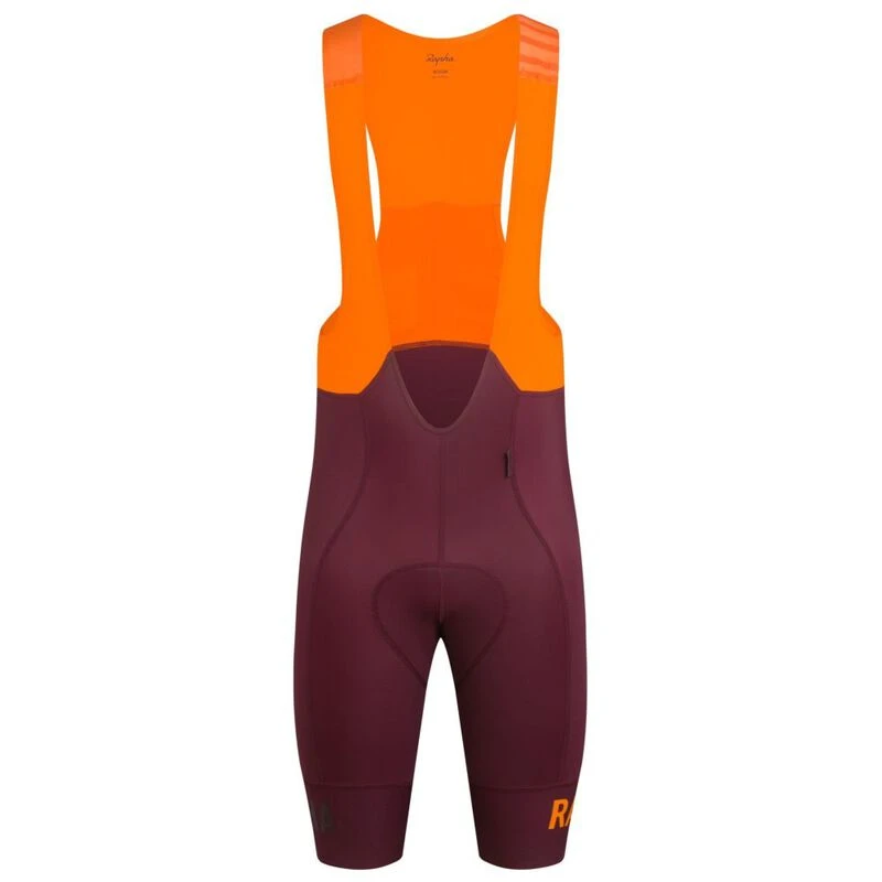 Rapha Mens Pro Team Long Bib Shorts Wine Bright Orange Sportpursui