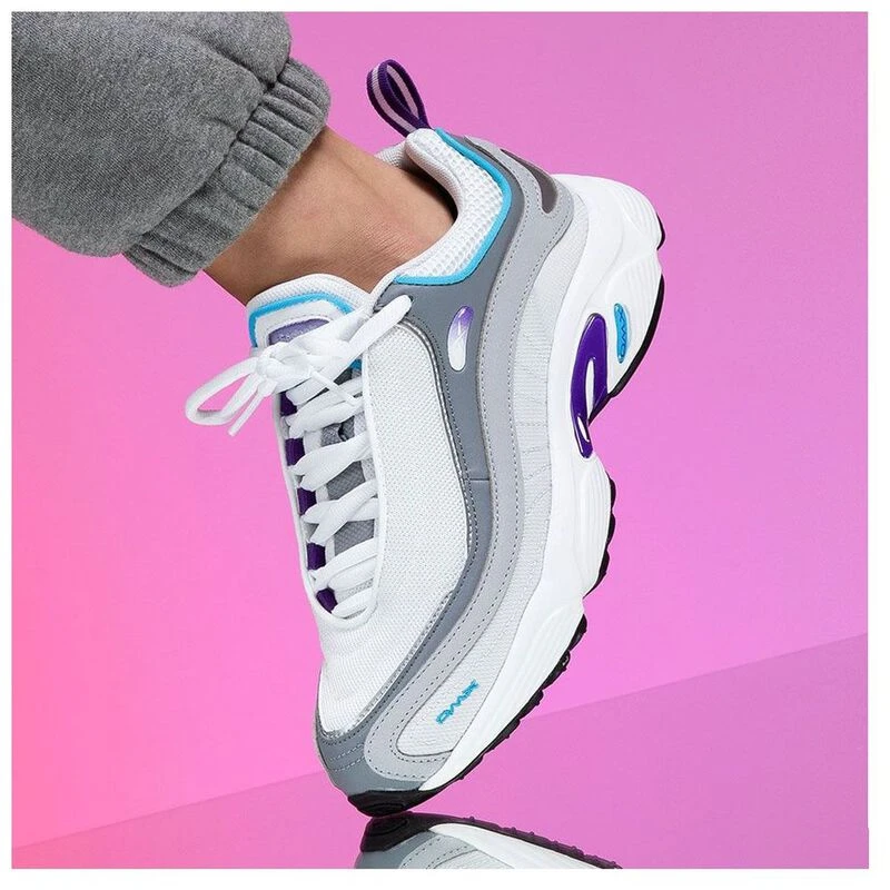 Reebok Womens Daytona Dmx Trainers White Regal Purple Bright Cyan