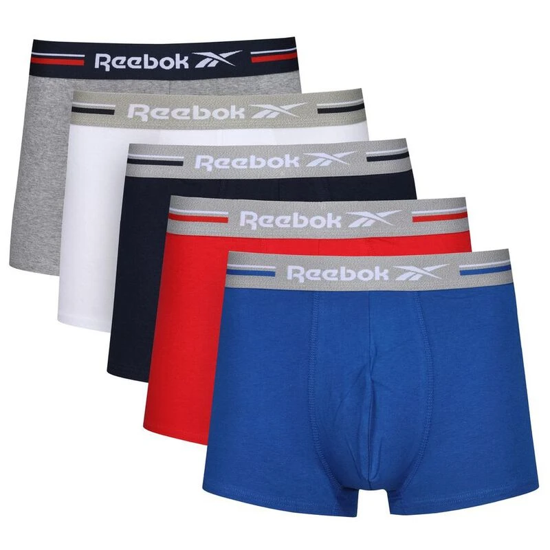 Reebok Mens Sport Boxers (5 Pack - Vector Blue/Red/Navy/White/Grey Mar