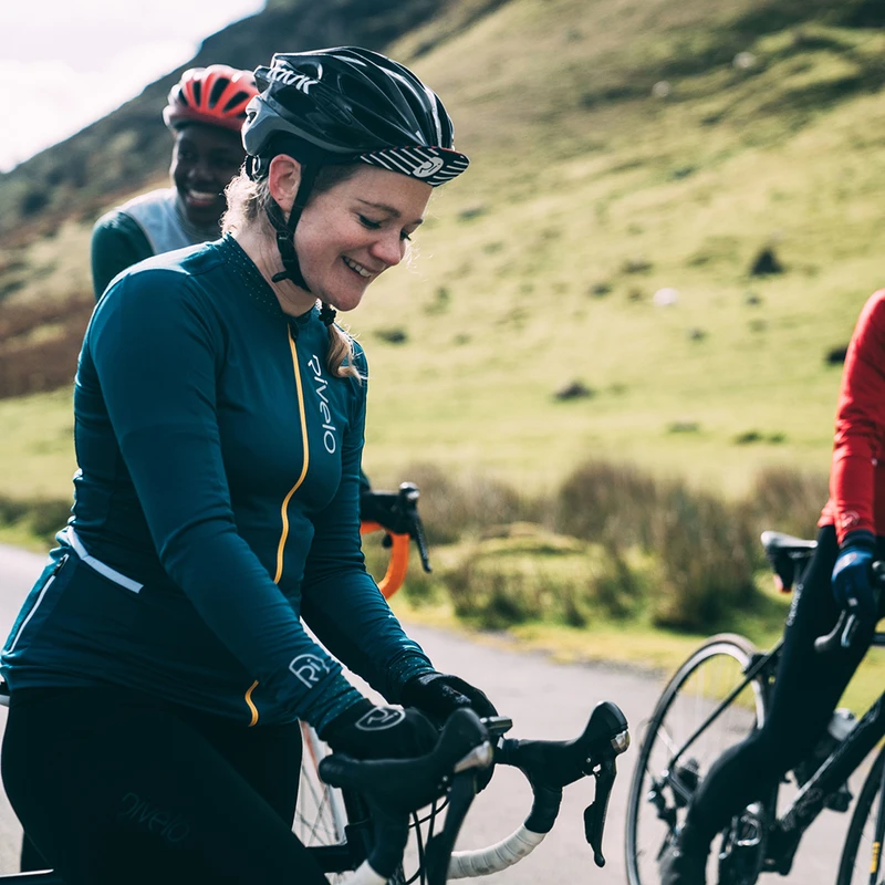 Rivelo Womens Woodvale Light Long Sleeve Jersey Petrol Yellow Spor