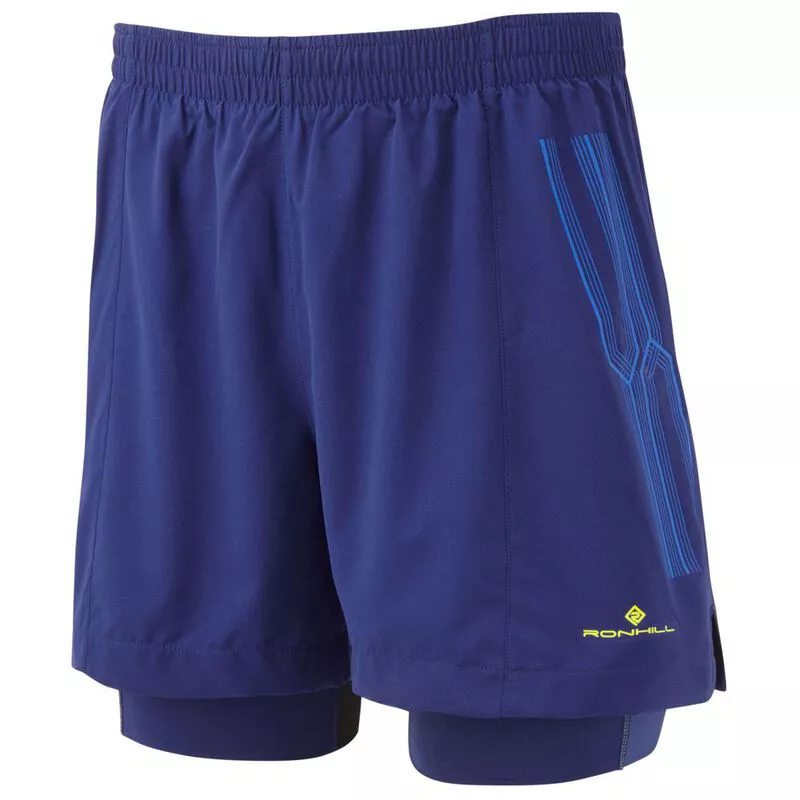 Ronhill Mens Infinity Marathon Twin Shorts Midnight Blue Azurite S