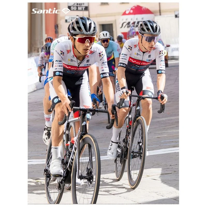Santic Mens 2024 UKYO Pro Cycling Team Clothing Set Black White Red