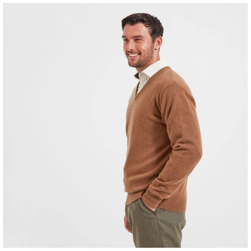 Schoffel Mens Lambswool V Neck Pullover (Toffee) | Sportpursuit.com
