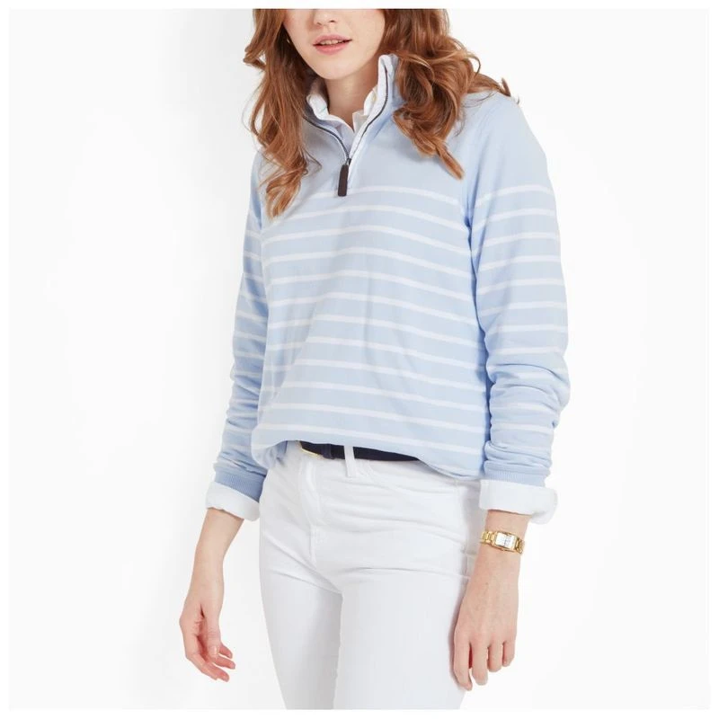Schoffel Womens Hope Cove 1 4 Zip Pullover Pale Blue Stripe Sportp