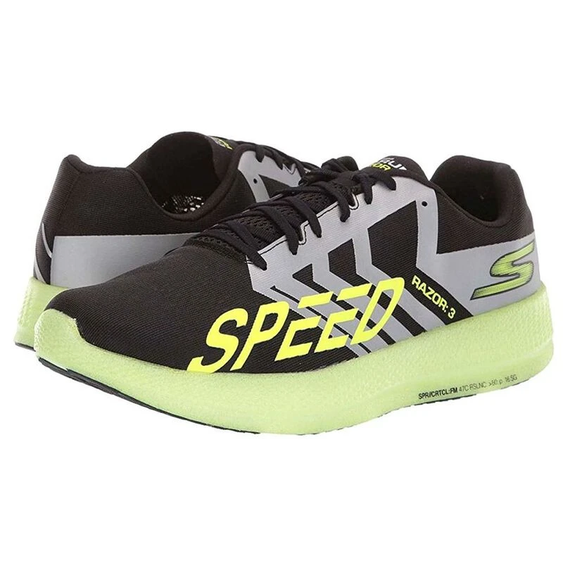 Skechers Chaussures de course a pied GO RUN RAZOR 3 Femme Noir Vert L