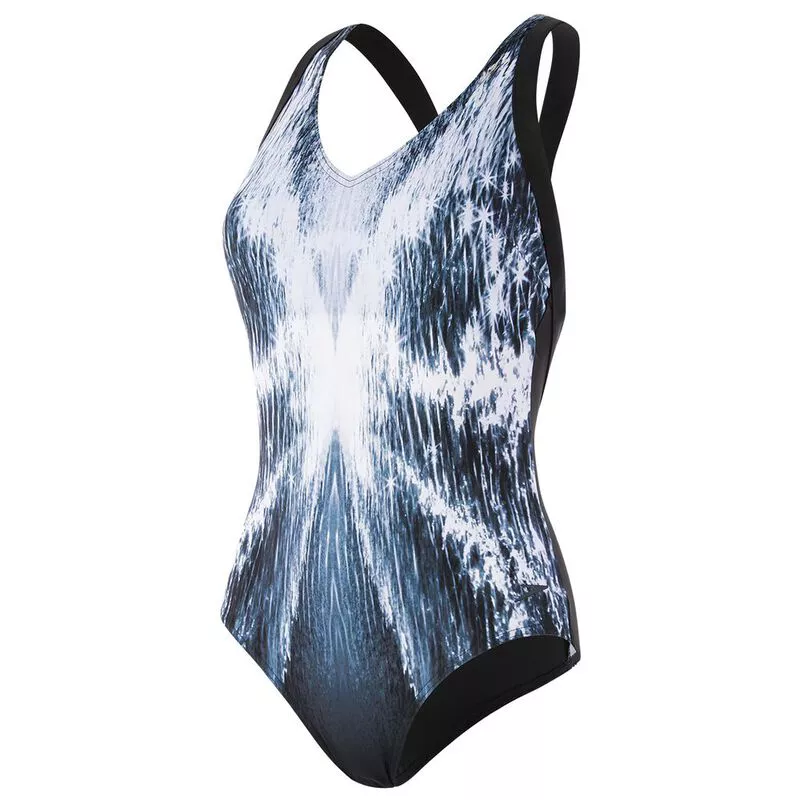 Indringing maniac Wennen aan Speedo Womens Opalweb Printed Swimsuit (Black/White) | Sportpursuit.co