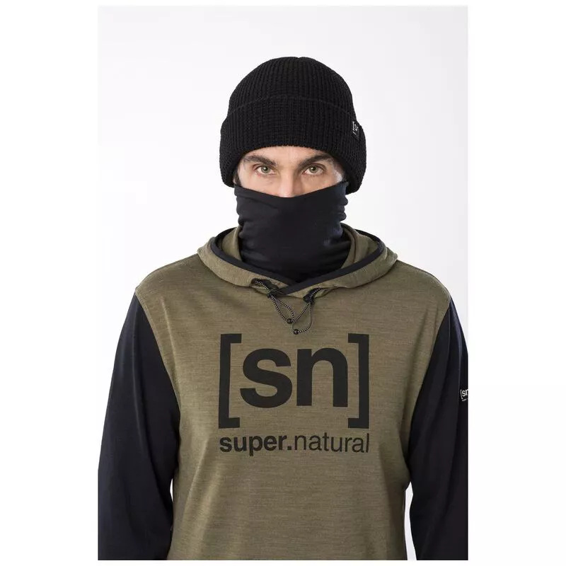Super Natural Mens Alpine Hoodie (Olive Night Melange/Jet Black) | Spo